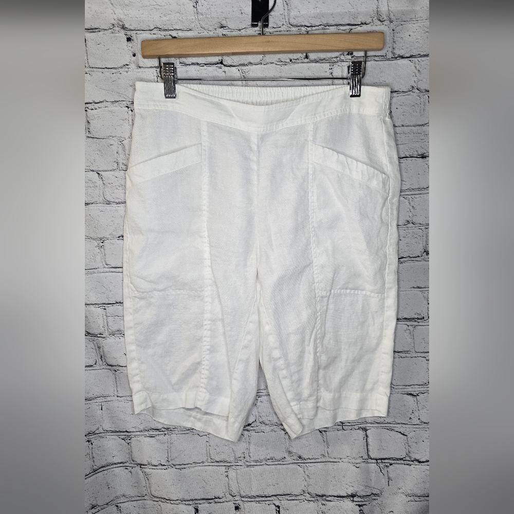 Eileen Fisher 100%‎ Organic Cotton White Pull On Elastic Shorts Size XS